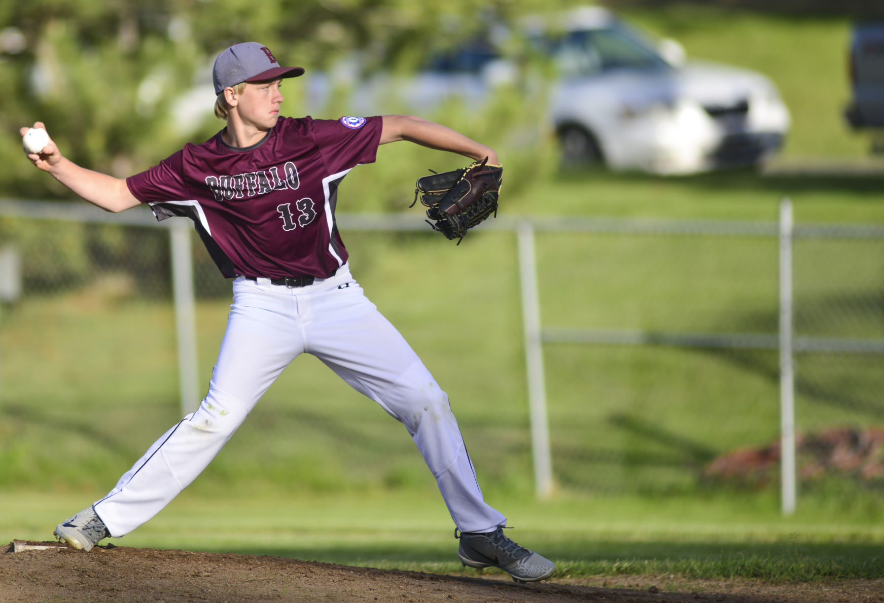 Bryce Camino moves through his release during a pitch in the first inning